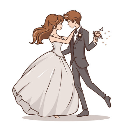 Wedding. Wedding hand-drawn comic illustration. Vector doodle style cartoon illustrationのイラスト素材