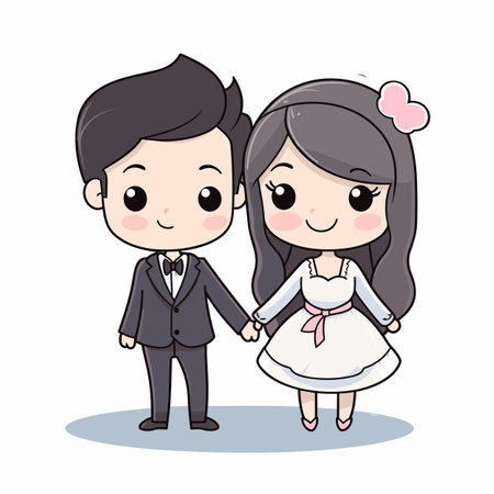 Wedding. Wedding hand-drawn comic illustration. Vector doodle style cartoon illustrationのイラスト素材