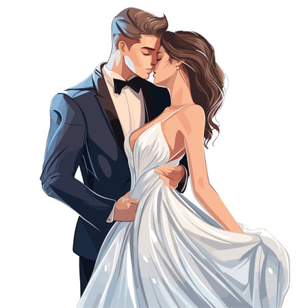Wedding. Wedding hand-drawn comic illustration. Vector doodle style cartoon illustrationのイラスト素材
