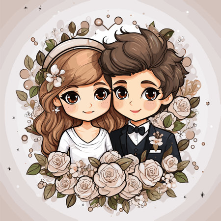 Wedding. Wedding hand-drawn comic illustration. Vector doodle style cartoon illustrationのイラスト素材