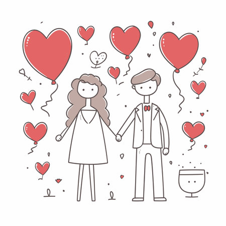 Wedding. Wedding hand-drawn comic illustration. Vector doodle style cartoon illustrationのイラスト素材