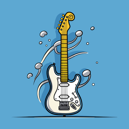 Electric guitar. Electric guitar hand-drawn comic illustration. Vector doodle style cartoon illustrationのイラスト素材
