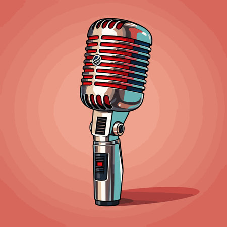 Microphone. Microphone hand-drawn comic illustration. Vector doodle style cartoon illustrationのイラスト素材