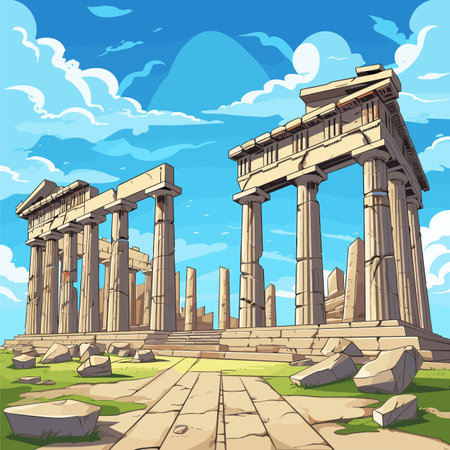 Acropolis. Acropolis hand-drawn comic illustration. Vector doodle style cartoon illustrationのイラスト素材