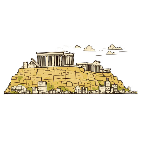 Acropolis. Acropolis hand-drawn comic illustration. Vector doodle style cartoon illustrationのイラスト素材