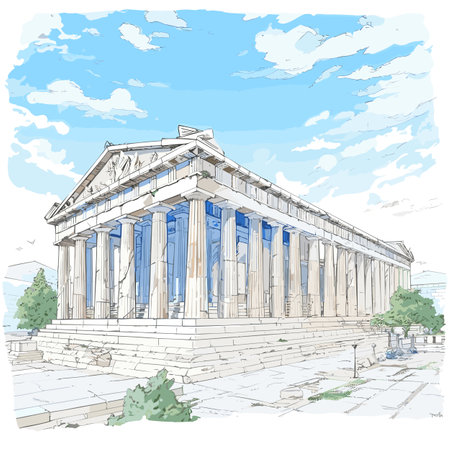 Acropolis. Acropolis hand-drawn comic illustration. Vector doodle style cartoon illustrationのイラスト素材