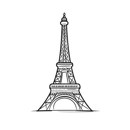 Eiffel tower. Eiffel tower hand-drawn comic illustration. Vector doodle style cartoon illustrationのイラスト素材