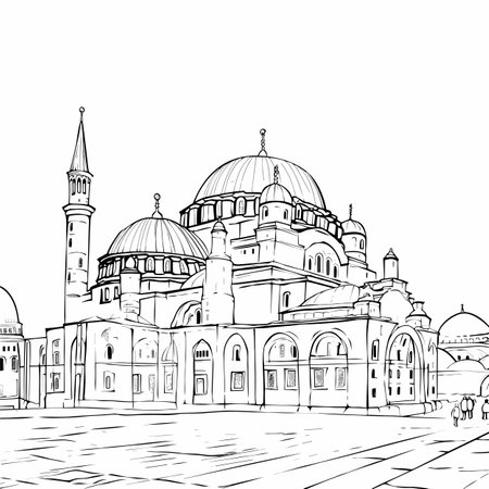 Hagia Sophia. Hagia Sophia hand-drawn comic illustration. Vector doodle style cartoon illustrationのイラスト素材