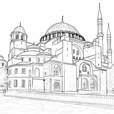 Hagia Sophia. Hagia Sophia hand-drawn comic illustration. Vector doodle style cartoon illustrationのイラスト素材