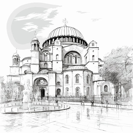 Hagia Sophia. Hagia Sophia hand-drawn comic illustration. Vector doodle style cartoon illustrationのイラスト素材
