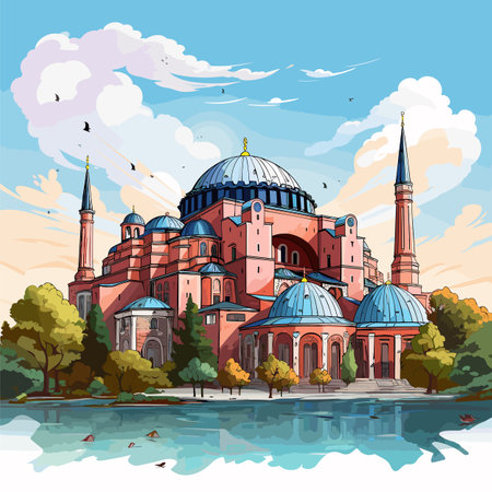 Hagia Sophia. Hagia Sophia hand-drawn comic illustration. Vector doodle style cartoon illustrationのイラスト素材