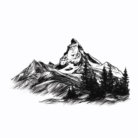 Matterhorn. Matterhorn hand-drawn comic illustration. Vector doodle style cartoon illustrationのイラスト素材