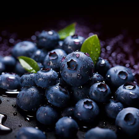 Blueberry background. Fresh blueberries banner. Close-up food photographyの素材