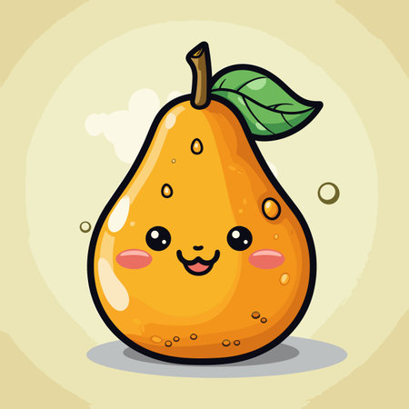 Pear hand-drawn comic illustration. Pear. Vector doodle style cartoon illustrationのイラスト素材