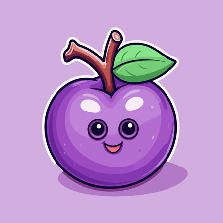 Plum hand-drawn comic illustration. Plum. Vector doodle style cartoon illustrationのイラスト素材