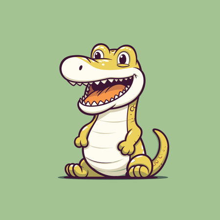 Alligator hand-drawn comic illustration. Alligator. Cute vector doodle style cartoon illustrationのイラスト素材