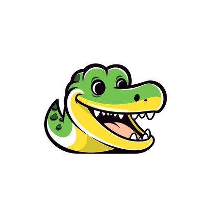 Alligator hand-drawn comic illustration. Alligator. Cute vector doodle style cartoon illustrationのイラスト素材