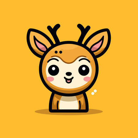Deer hand-drawn comic illustration. Deer. Cute vector doodle style cartoon illustrationのイラスト素材