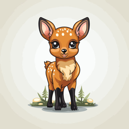 Deer hand-drawn comic illustration. Deer. Cute vector doodle style cartoon illustrationのイラスト素材