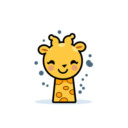 Giraffe hand-drawn comic illustration. Giraffe. Cute vector doodle style cartoon illustrationのイラスト素材