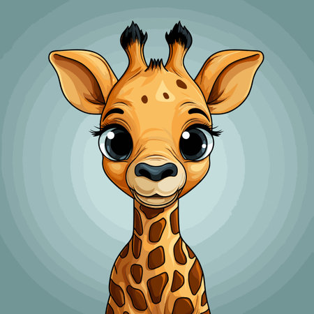 Giraffe hand-drawn comic illustration. Giraffe. Cute vector doodle style cartoon illustrationのイラスト素材