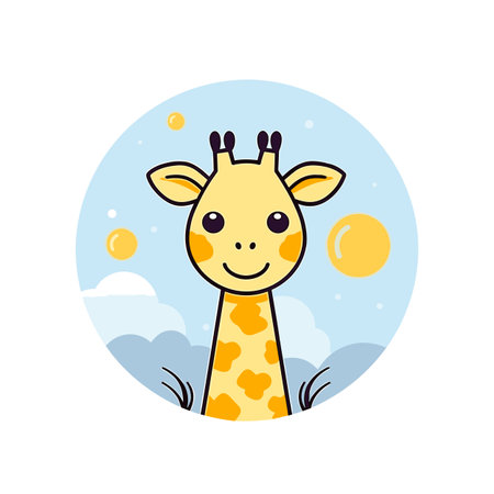 Giraffe hand-drawn comic illustration. Giraffe. Cute vector doodle style cartoon illustrationのイラスト素材