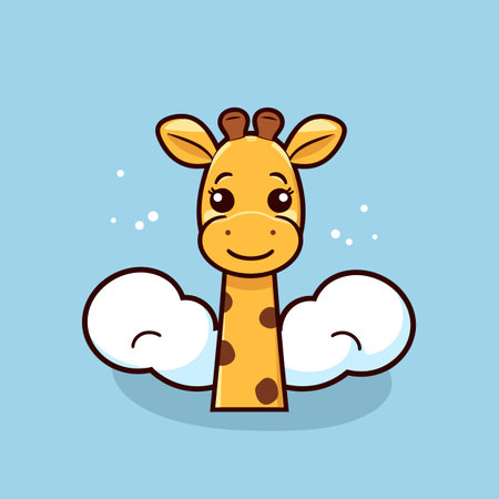 Giraffe hand-drawn comic illustration. Giraffe. Cute vector doodle style cartoon illustrationのイラスト素材