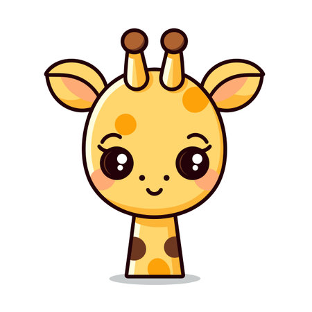 Giraffe hand-drawn comic illustration. Giraffe. Cute vector doodle style cartoon illustrationのイラスト素材