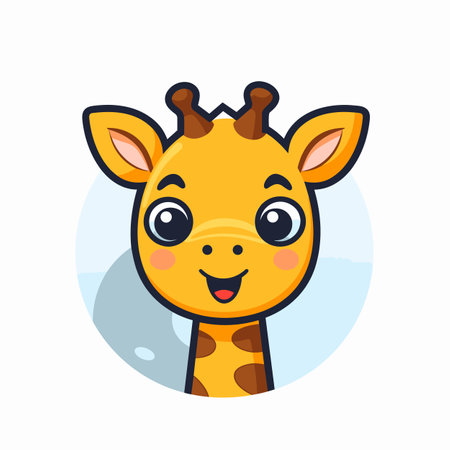Giraffe hand-drawn comic illustration. Giraffe. Cute vector doodle style cartoon illustrationのイラスト素材