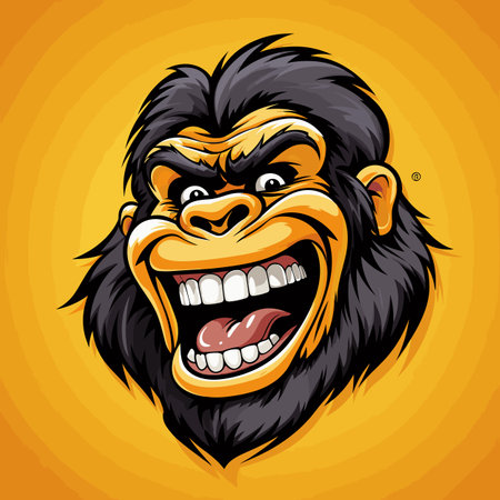Gorilla hand-drawn comic illustration. Gorilla. Cute vector doodle style cartoon illustrationのイラスト素材