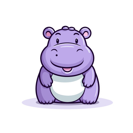 Hippo hand-drawn comic illustration. Hippopotamus. Cute vector doodle style cartoon illustrationのイラスト素材