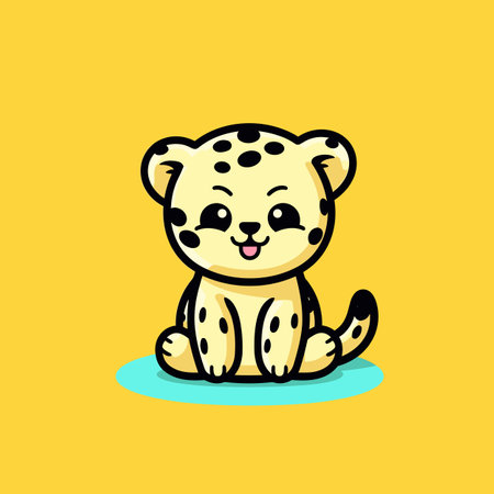 Jaguar hand-drawn comic illustration. Jaguar. Cute vector doodle style cartoon illustrationのイラスト素材
