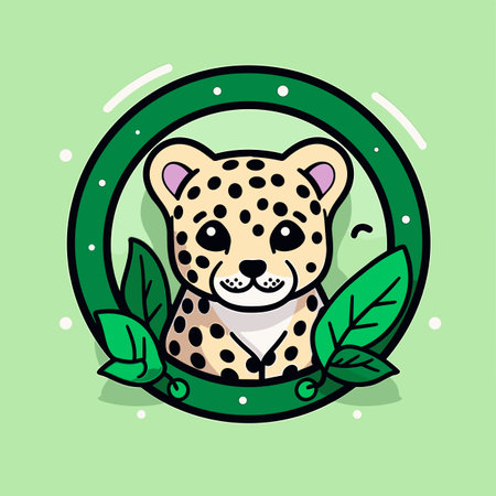 Jaguar hand-drawn comic illustration. Jaguar. Cute vector doodle style cartoon illustrationのイラスト素材