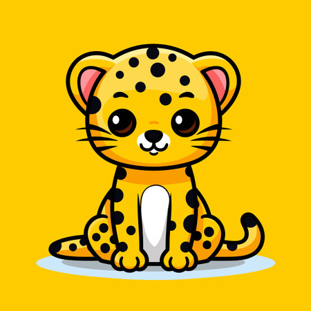 Jaguar hand-drawn comic illustration. Jaguar. Cute vector doodle style cartoon illustrationのイラスト素材