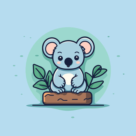 Koala hand-drawn comic illustration. Koala. Cute vector doodle style cartoon illustrationのイラスト素材