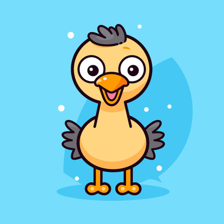 Ostrich hand-drawn comic illustration. Ostrich. Cute vector doodle style cartoon illustrationのイラスト素材