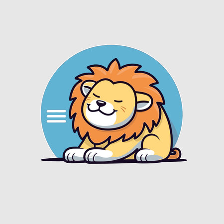 Lion hand-drawn comic illustration. Lion. Cute vector doodle style cartoon illustrationのイラスト素材