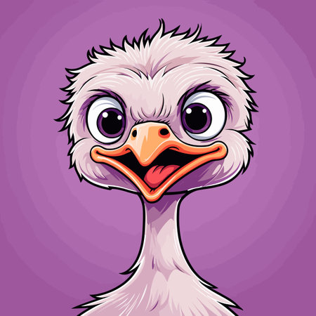 Ostrich hand-drawn comic illustration. Ostrich. Cute vector doodle style cartoon illustrationのイラスト素材