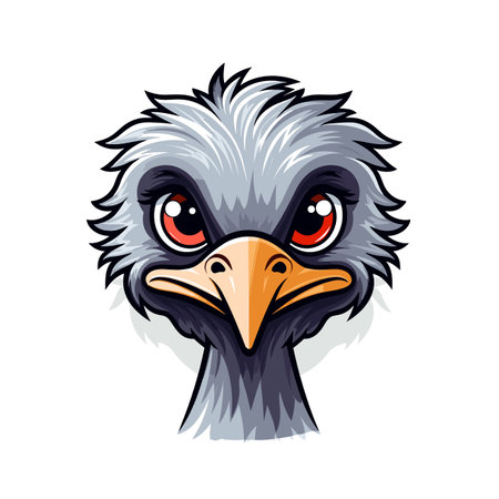 Ostrich hand-drawn comic illustration. Ostrich. Cute vector doodle style cartoon illustrationのイラスト素材