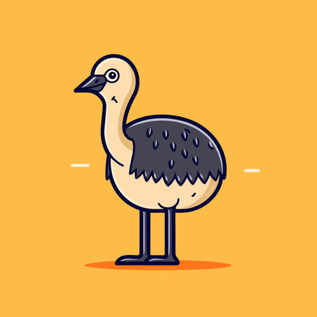 Ostrich hand-drawn comic illustration. Ostrich. Cute vector doodle style cartoon illustrationのイラスト素材