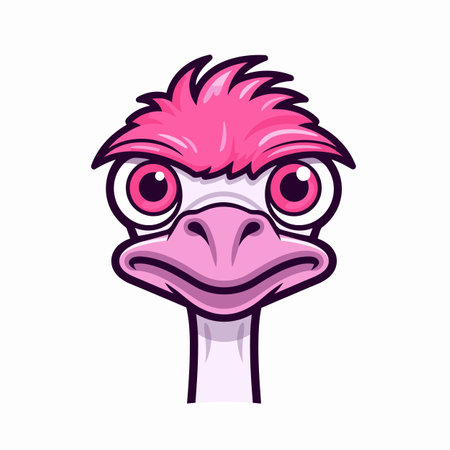Ostrich hand-drawn comic illustration. Ostrich. Cute vector doodle style cartoon illustrationのイラスト素材