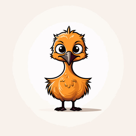 Ostrich hand-drawn comic illustration. Ostrich. Cute vector doodle style cartoon illustrationのイラスト素材