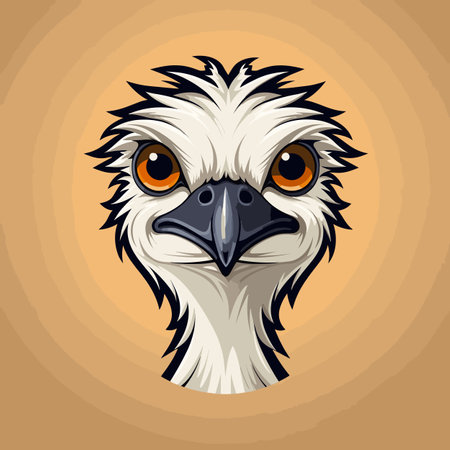 Ostrich hand-drawn comic illustration. Ostrich. Cute vector doodle style cartoon illustrationのイラスト素材