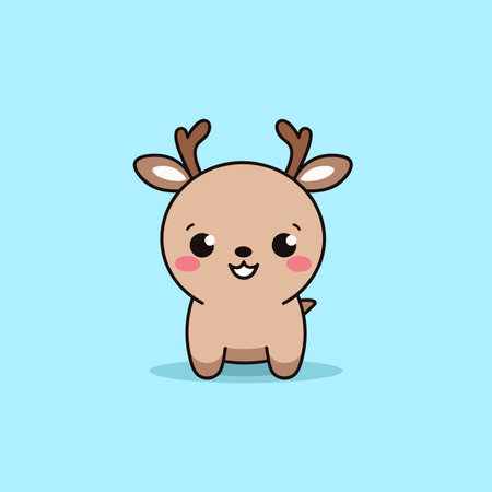 Reindeer hand-drawn comic illustration. Reindeer. Cute vector doodle style cartoon illustrationのイラスト素材