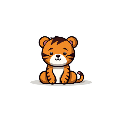 Tiger hand-drawn comic illustration. Tiger. Cute vector doodle style cartoon illustrationのイラスト素材