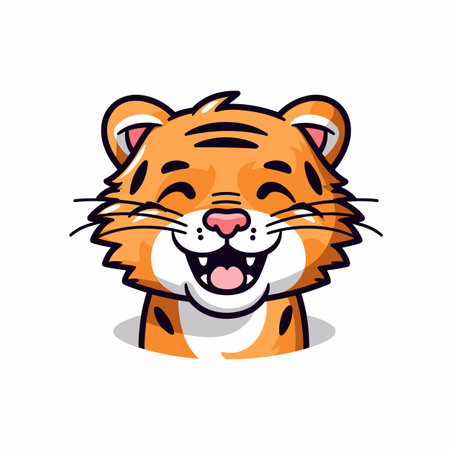 Tiger hand-drawn comic illustration. Tiger. Cute vector doodle style cartoon illustrationのイラスト素材