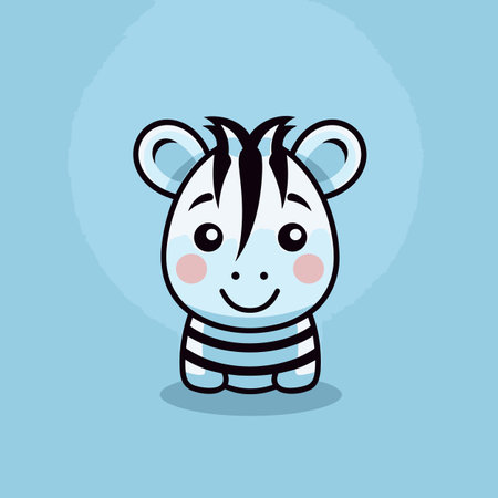 Zebra hand-drawn comic illustration. Zebra. Cute vector doodle style cartoon illustrationのイラスト素材