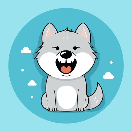 Wolf hand-drawn comic illustration. Wolf. Cute vector doodle style cartoon illustrationのイラスト素材