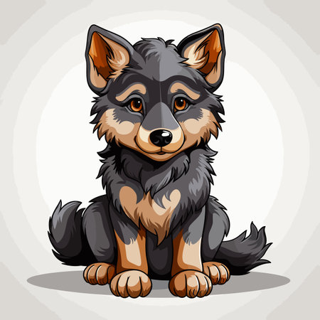 Wolf hand-drawn comic illustration. Wolf. Cute vector doodle style cartoon illustrationのイラスト素材