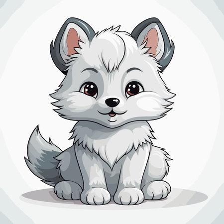 Wolf hand-drawn comic illustration. Wolf. Cute vector doodle style cartoon illustrationのイラスト素材